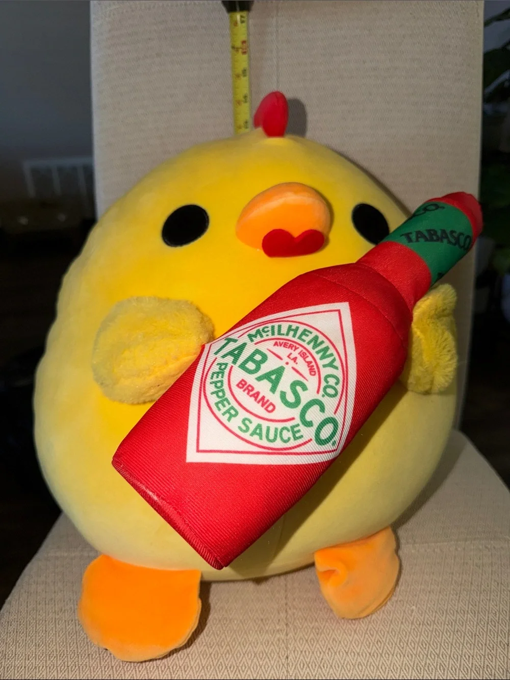 Tabasco Red & Yellow Plush Chick Holding Tabasco Bottle